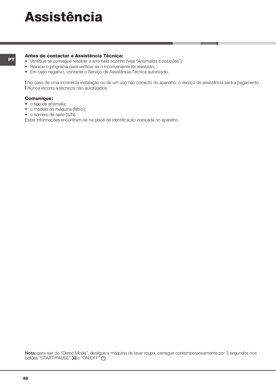 Assistência | Hotpoint Ariston AQD970F 69 User Manual | Page 48 / 60