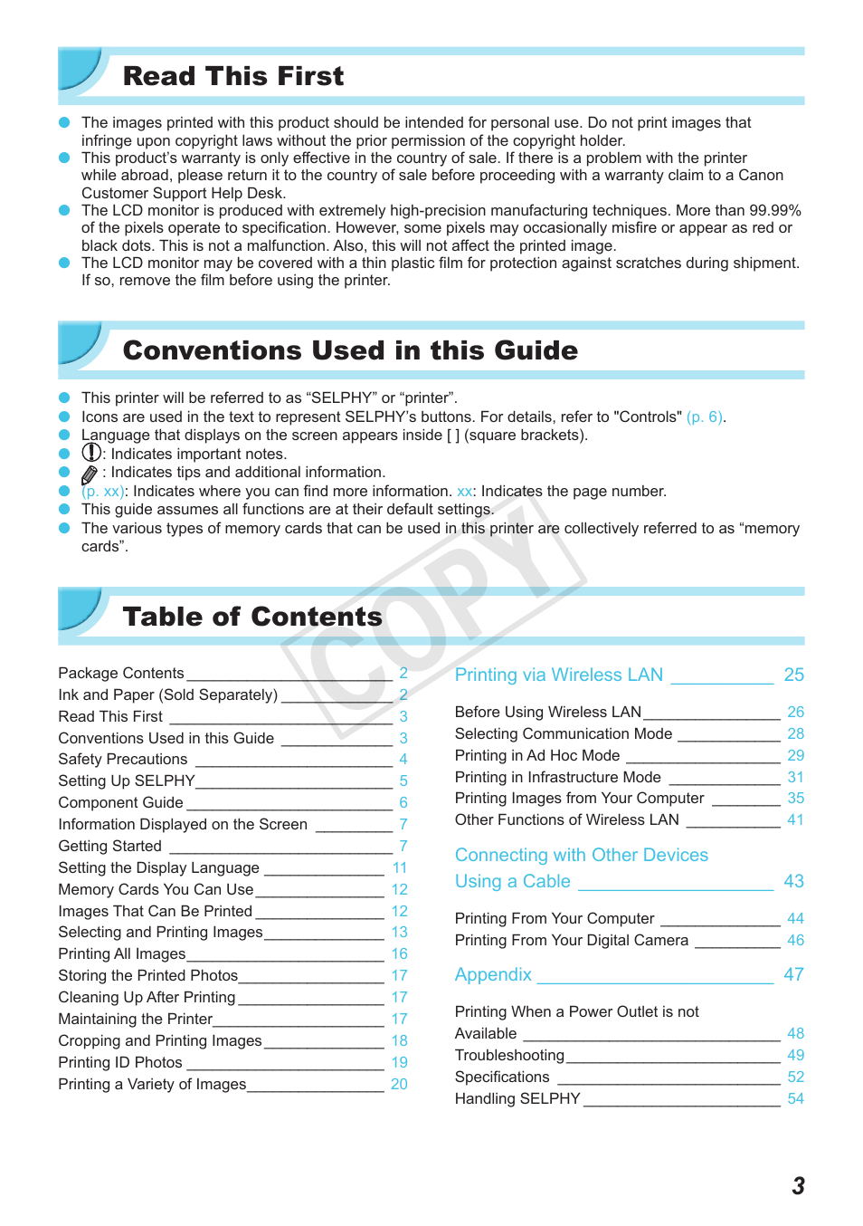 Canon SELPHY CP900 User Manual | Page 3 / 56