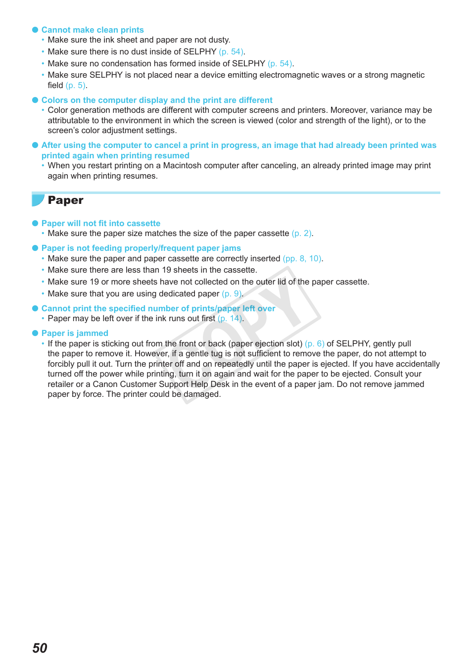Cop y | Canon SELPHY CP900 User Manual | Page 50 / 56