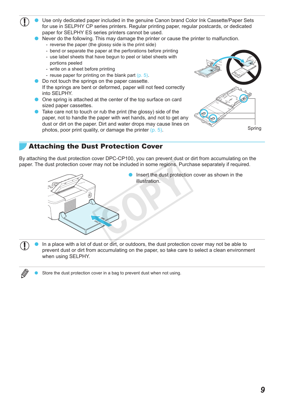 Cop y | Canon SELPHY CP900 User Manual | Page 9 / 56