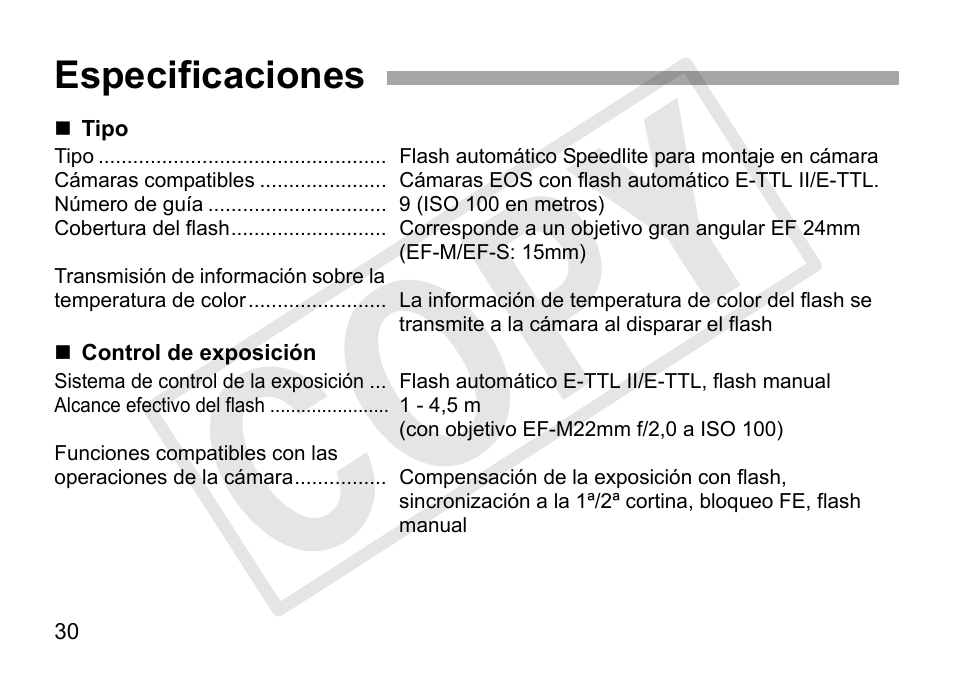 Cop y | Canon Speedlite 90EX User Manual | Page 100 / 106