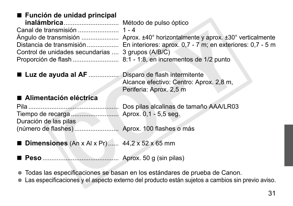 Cop y | Canon Speedlite 90EX User Manual | Page 101 / 106