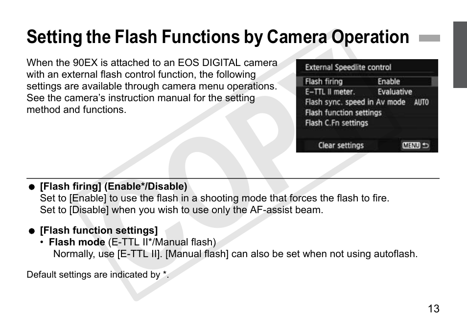 Cop y | Canon Speedlite 90EX User Manual | Page 15 / 106