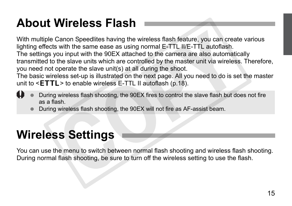 Cop y | Canon Speedlite 90EX User Manual | Page 17 / 106