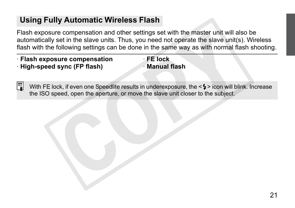 Cop y | Canon Speedlite 90EX User Manual | Page 23 / 106