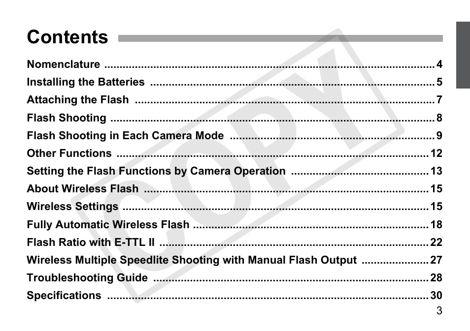 Cop y | Canon Speedlite 90EX User Manual | Page 5 / 106