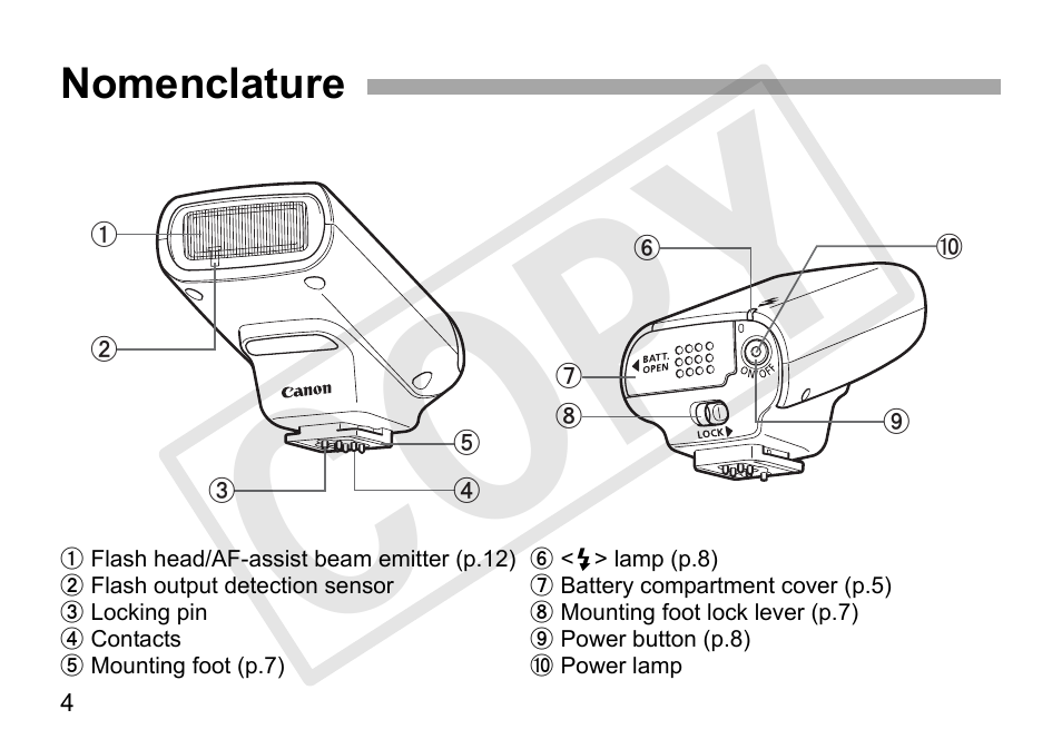 Cop y | Canon Speedlite 90EX User Manual | Page 6 / 106