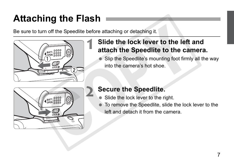 Cop y | Canon Speedlite 90EX User Manual | Page 9 / 106