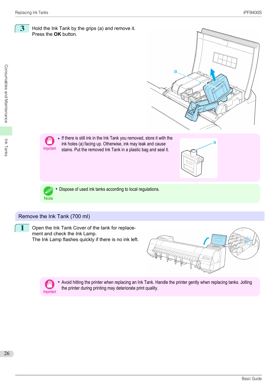 700 ml ink tanks, P.26 | Canon imagePROGRAF iPF9400S User Manual | Page 26 / 154