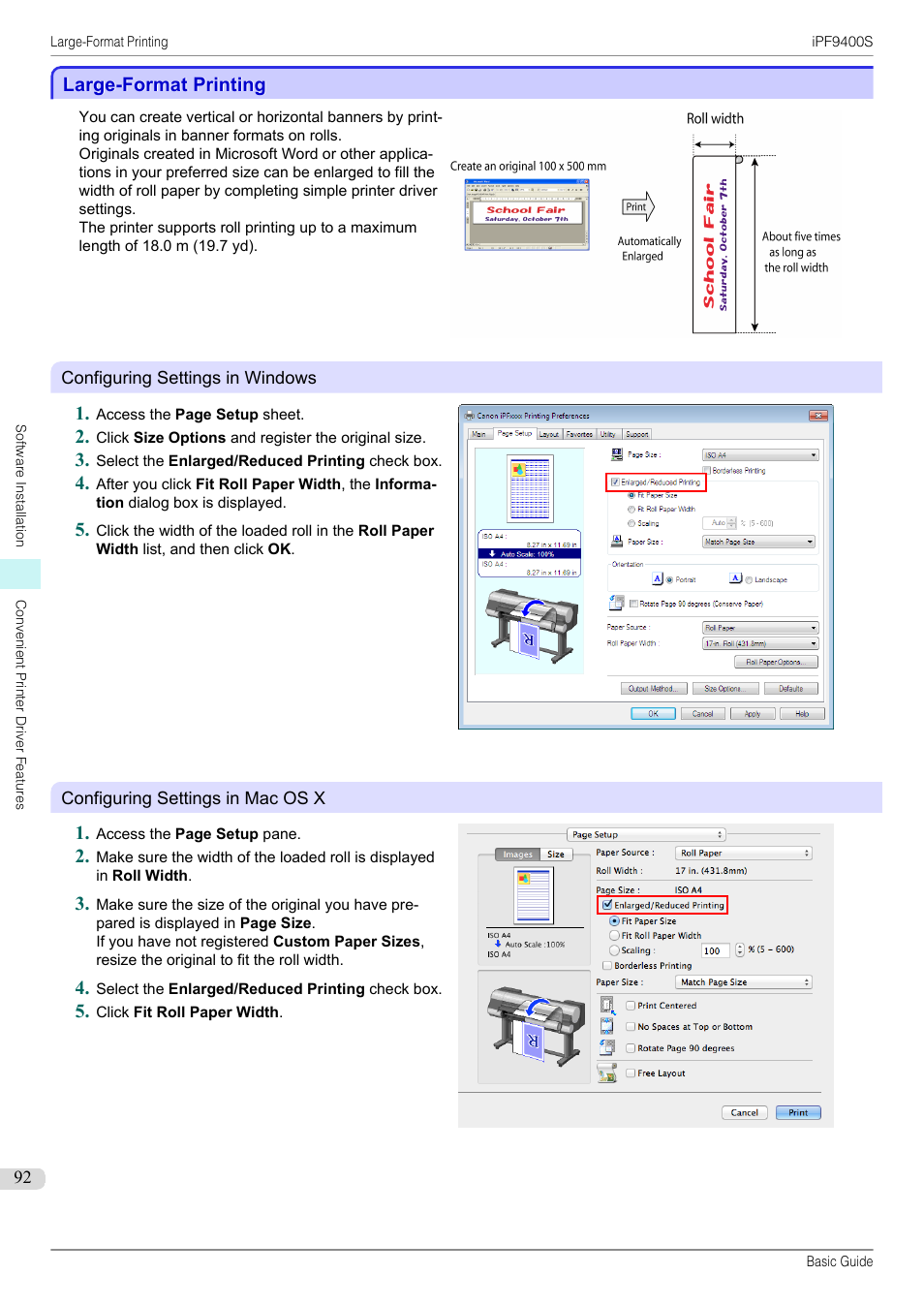 Large-format printing | Canon imagePROGRAF iPF9400S User Manual | Page 92 / 154