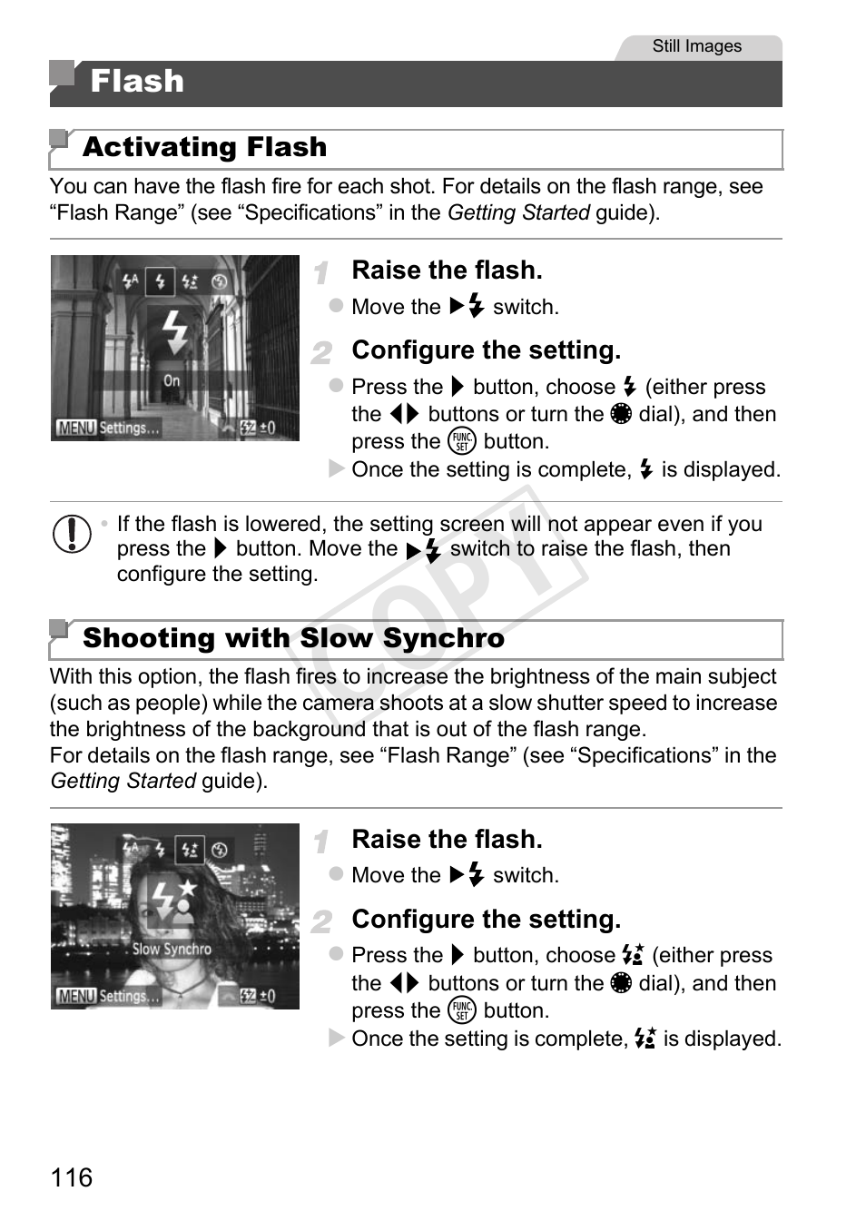 Flash, Cop y | Canon PowerShot G1 X User Manual | Page 116 / 242
