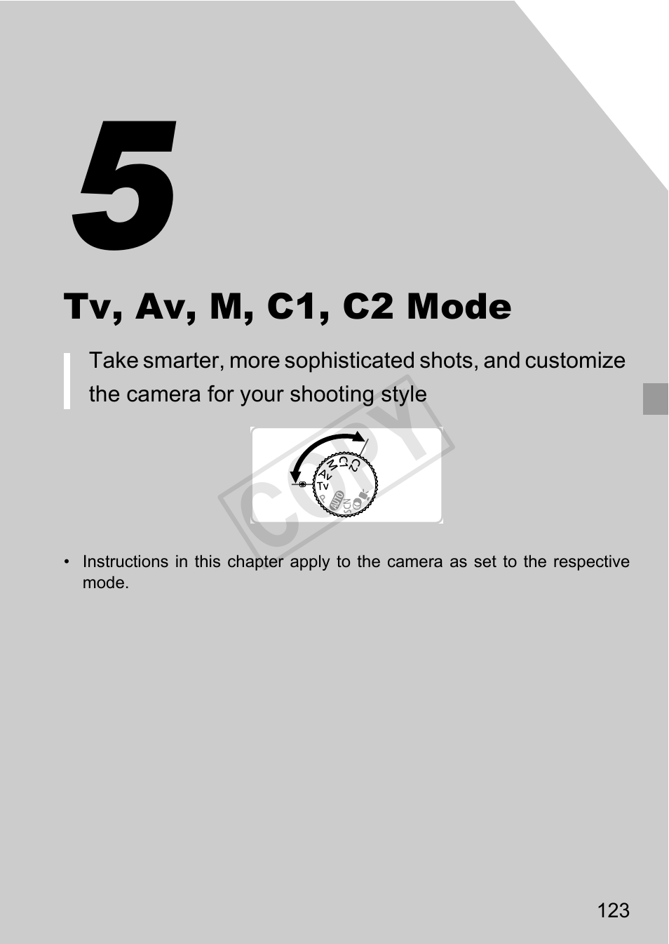 Tv, av, m, c1, c2 mode, Cop y | Canon PowerShot G1 X User Manual | Page 123 / 242