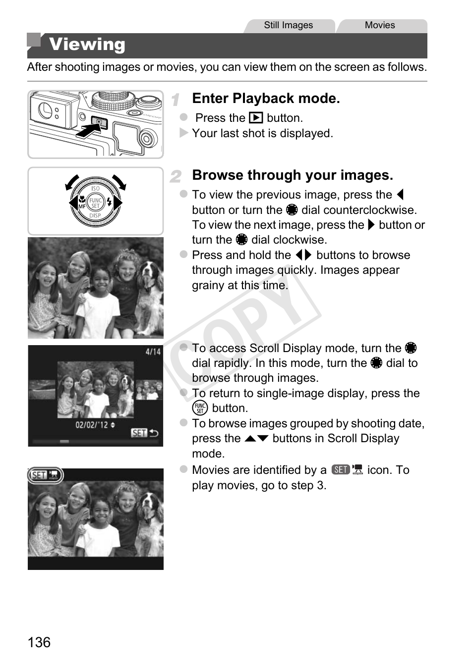 Viewing, Cop y | Canon PowerShot G1 X User Manual | Page 136 / 242