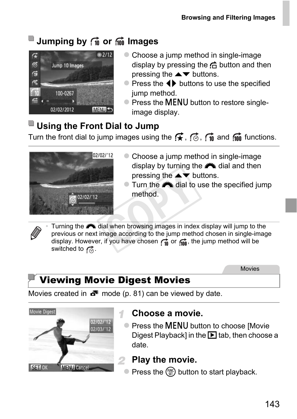 Wed by date (p. 143), Cop y | Canon PowerShot G1 X User Manual | Page 143 / 242
