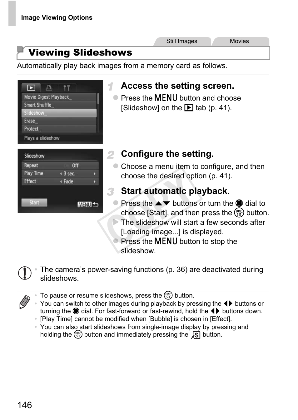 Viewing slideshows” (p. 146), and “magn, Cop y | Canon PowerShot G1 X User Manual | Page 146 / 242