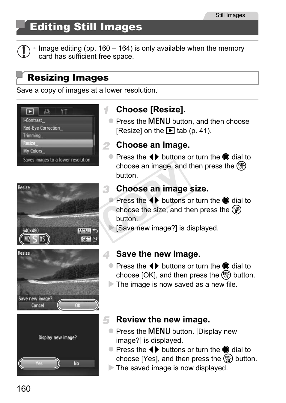 Editing still images, P. 160), a, Cop y | Canon PowerShot G1 X User Manual | Page 160 / 242