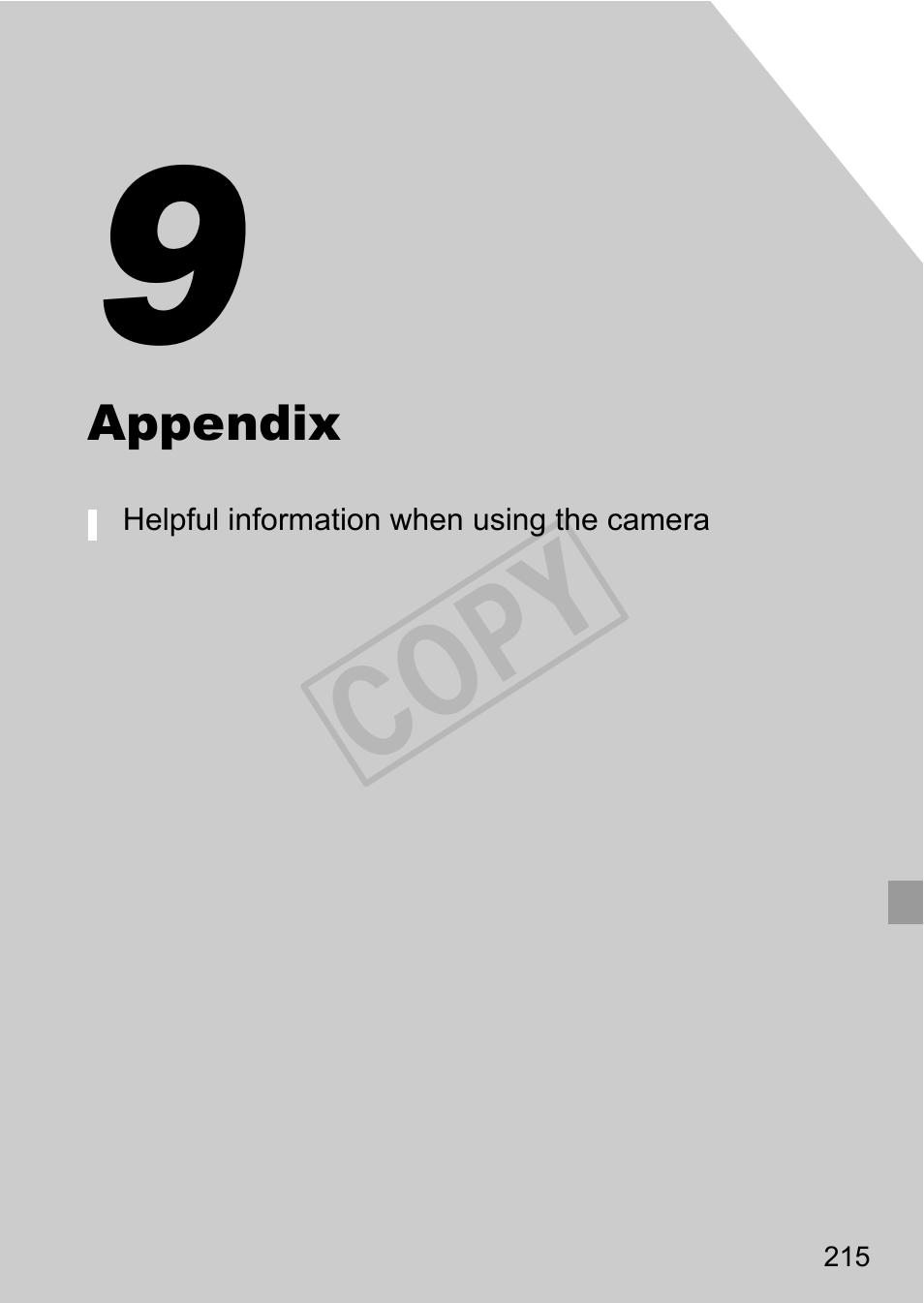 Appendix, Cop y | Canon PowerShot G1 X User Manual | Page 215 / 242