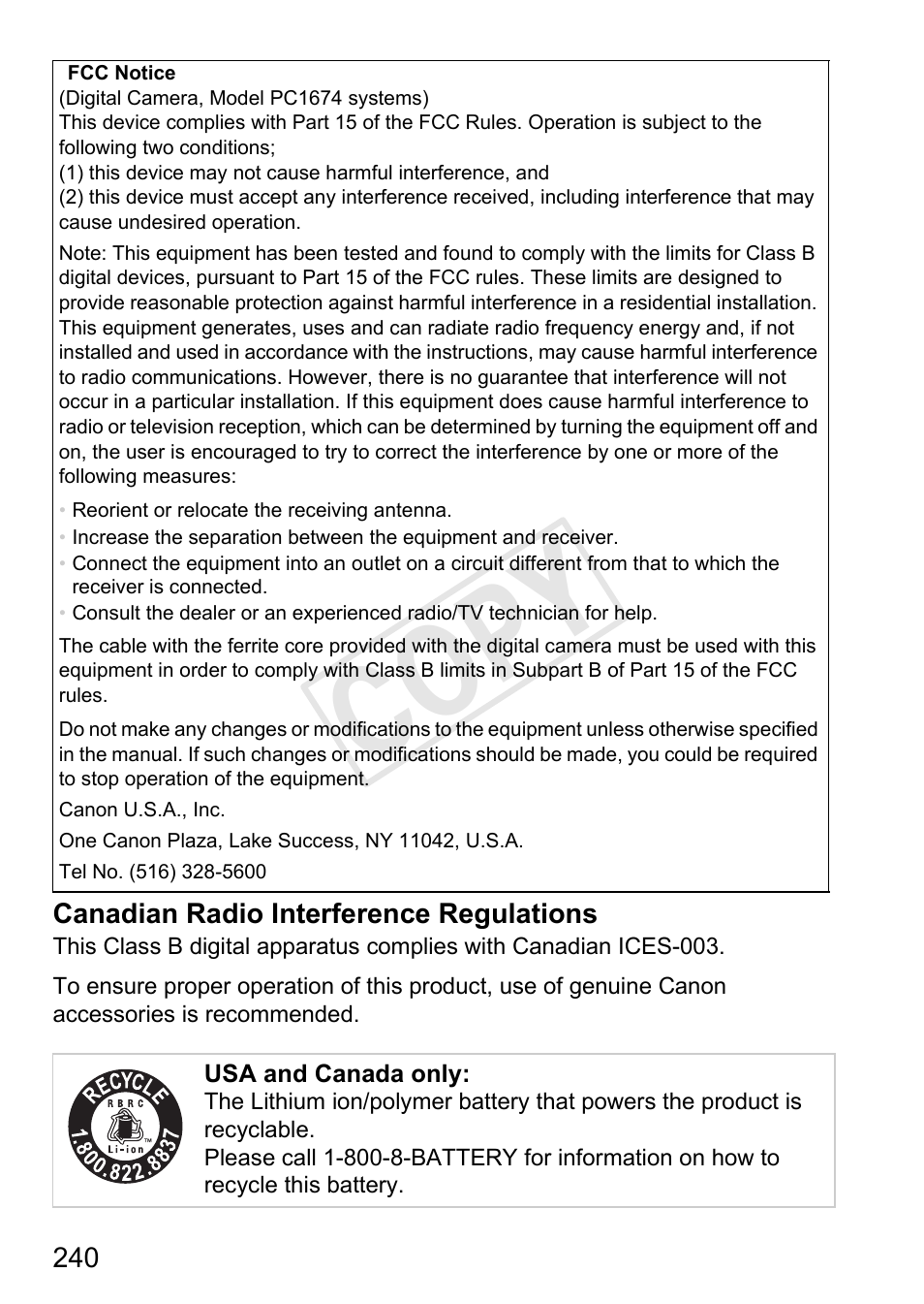 Cop y | Canon PowerShot G1 X User Manual | Page 240 / 242