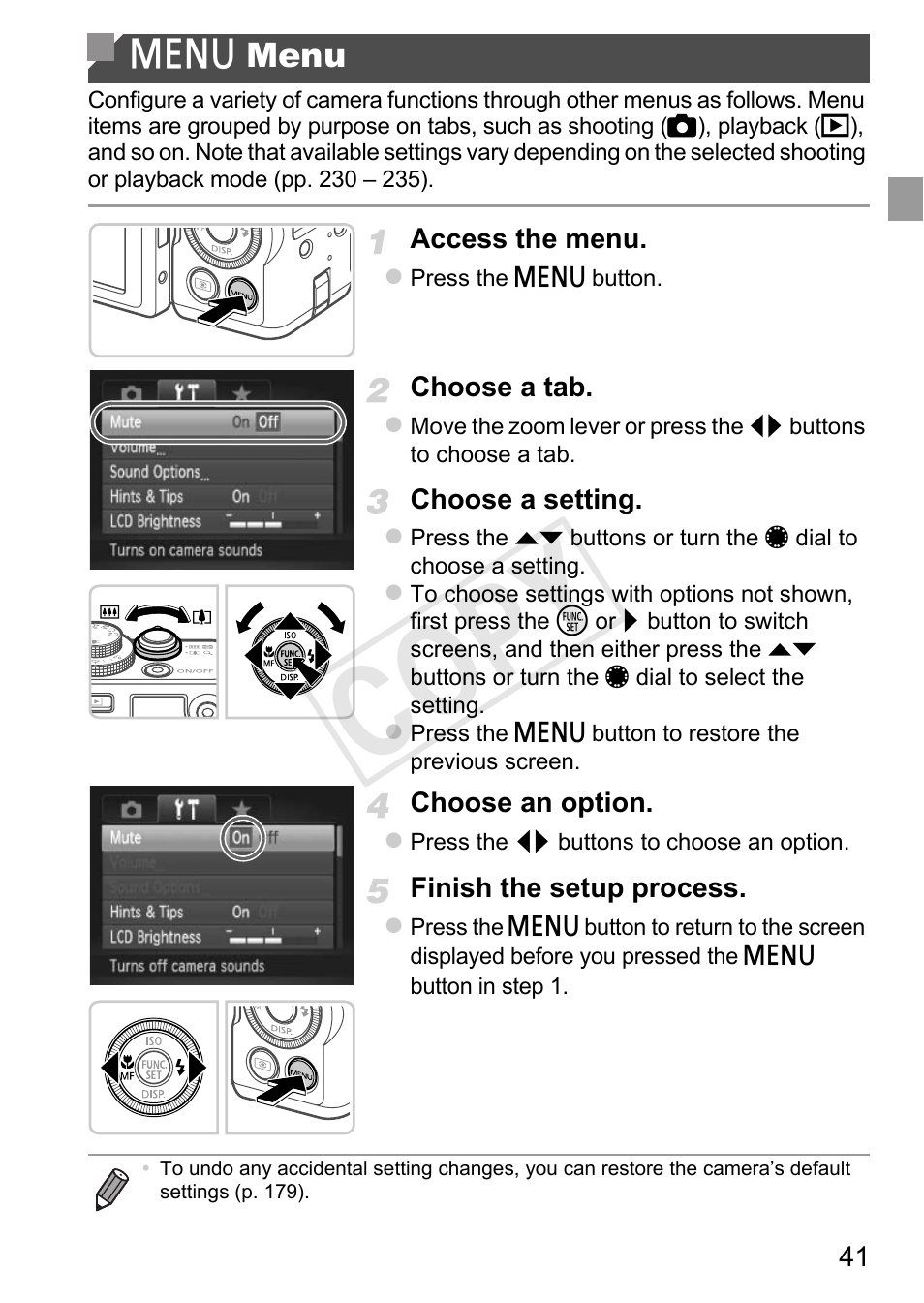 N menu, Cop y | Canon PowerShot G1 X User Manual | Page 41 / 242