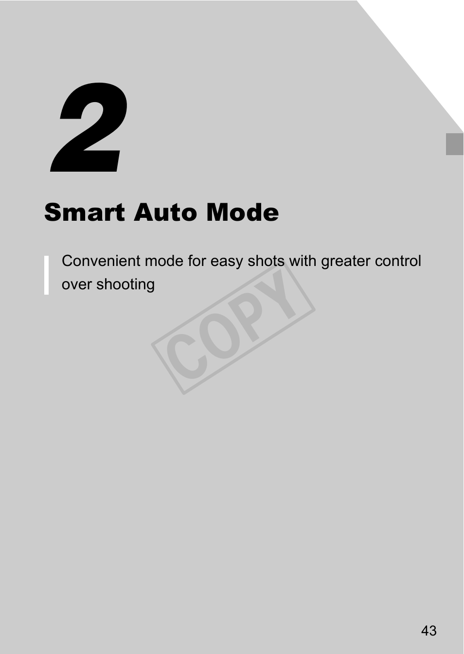 Smart auto mode, Cop y | Canon PowerShot G1 X User Manual | Page 43 / 242