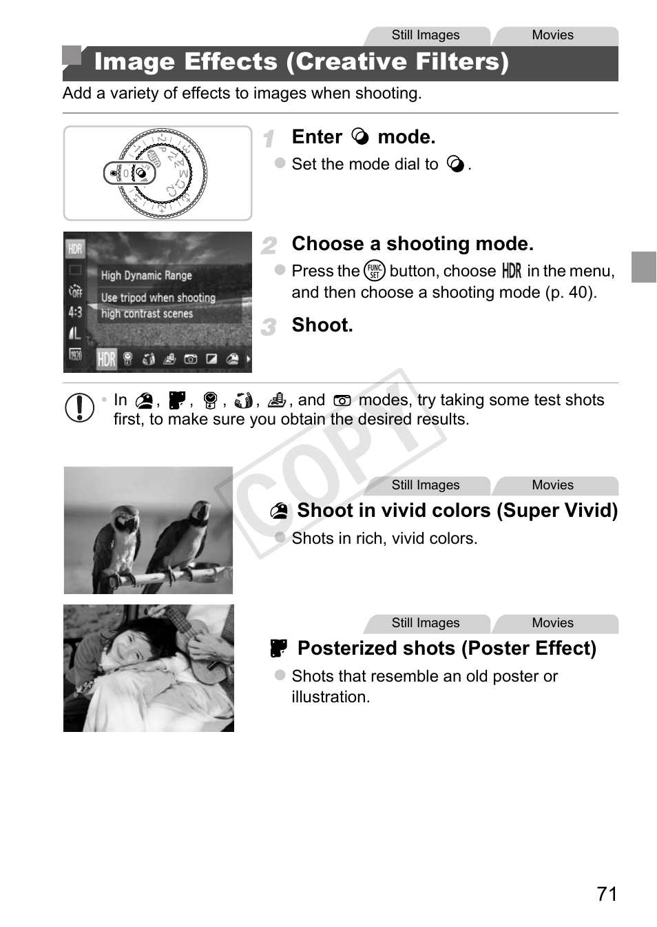 Image effects (creative filters), P. 71), Cop y | Canon PowerShot G1 X User Manual | Page 71 / 242