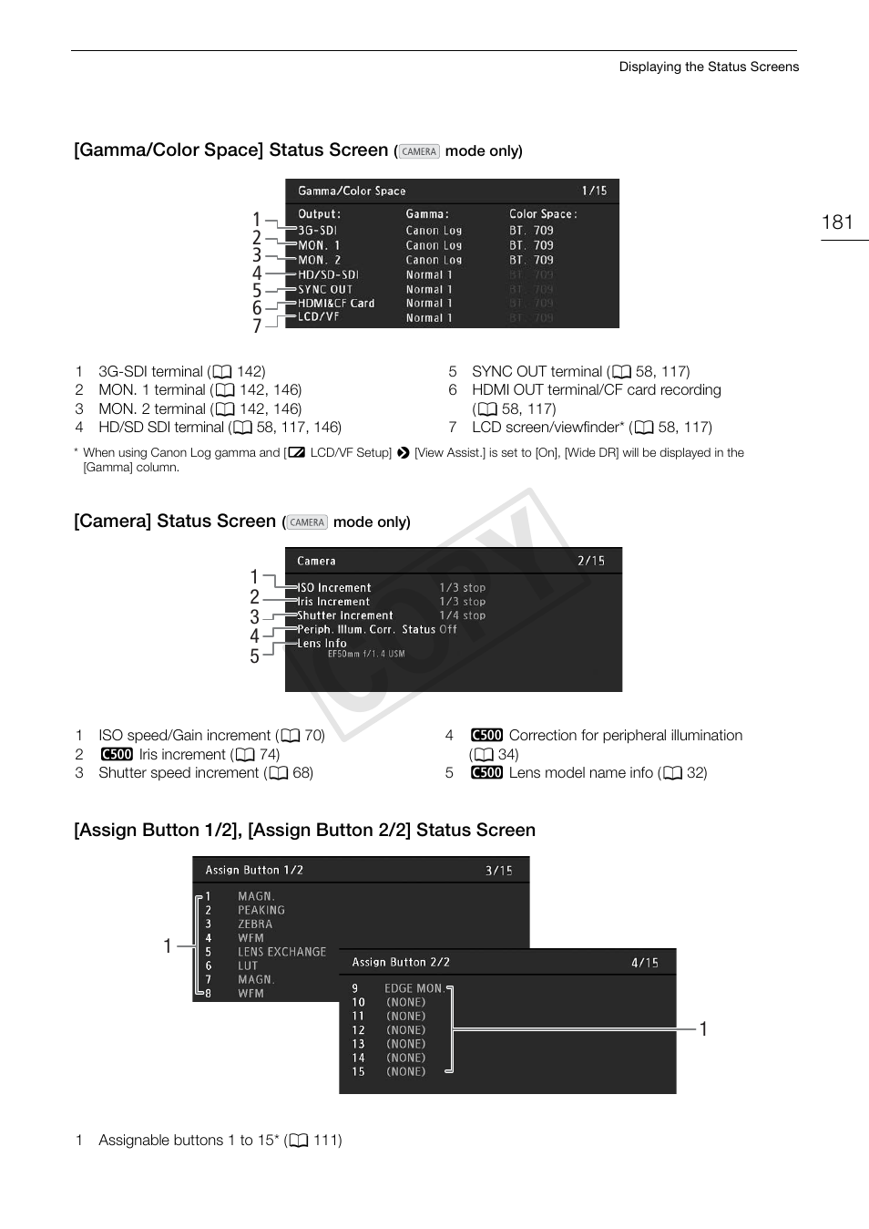 181) to, Cop y | Canon EOS C500 User Manual | Page 181 / 210