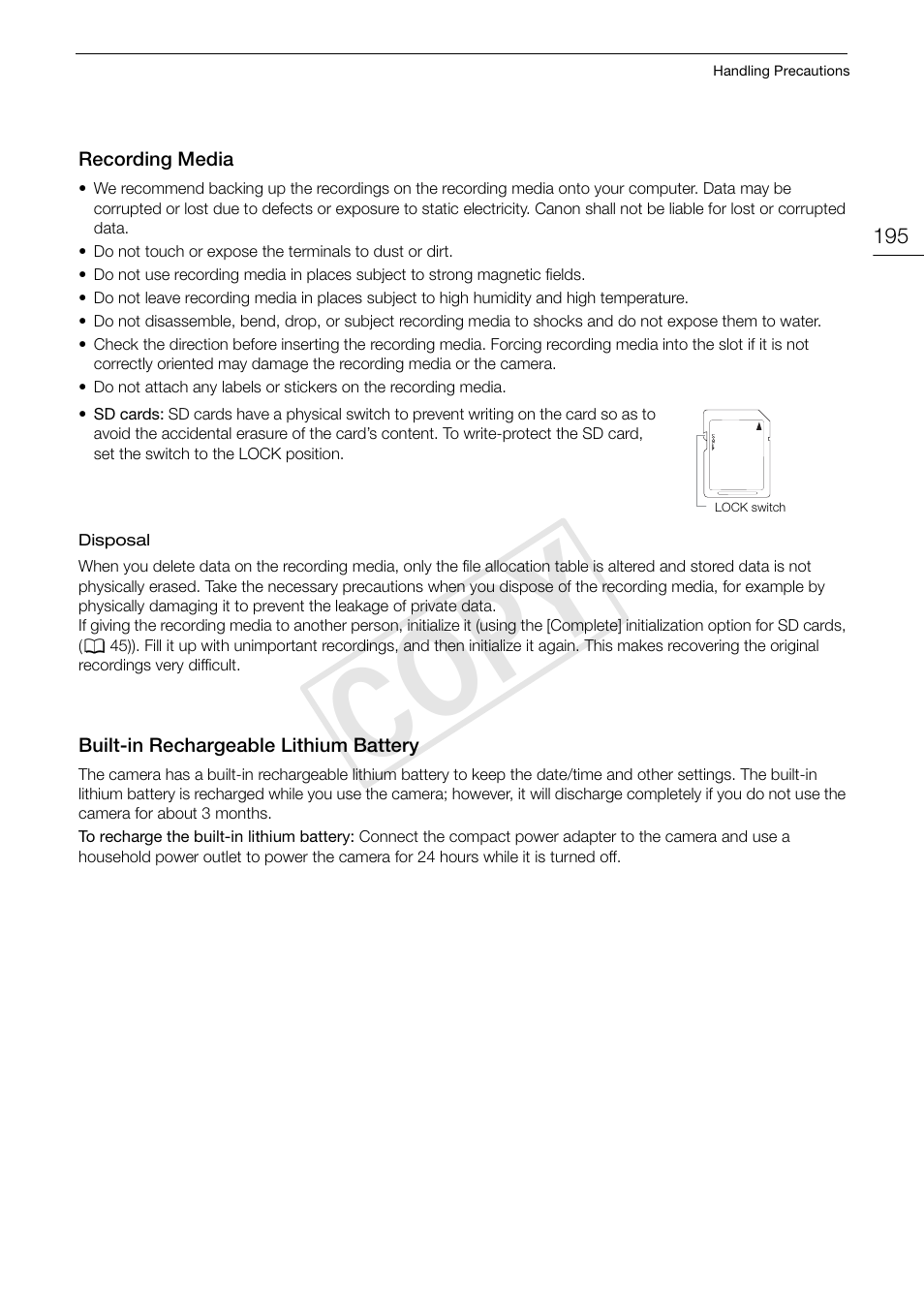 Cop y | Canon EOS C500 User Manual | Page 195 / 210