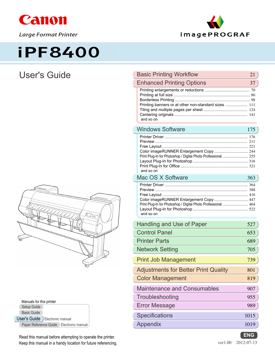 Canon imagePROGRAF iPF8400 User Manual | 1046 pages
