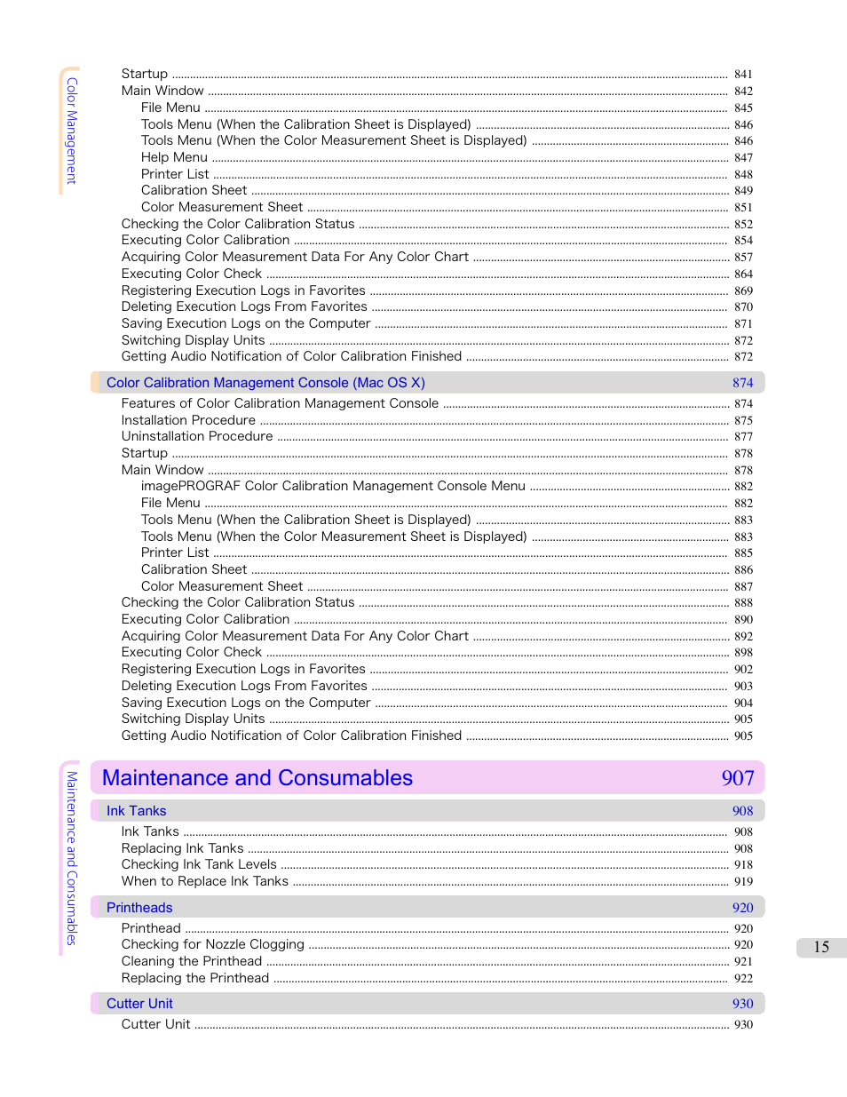 Maintenance and consumables 907 | Canon imagePROGRAF iPF8400 User Manual | Page 15 / 1046