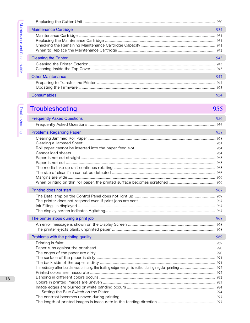 Troubleshooting 955 | Canon imagePROGRAF iPF8400 User Manual | Page 16 / 1046