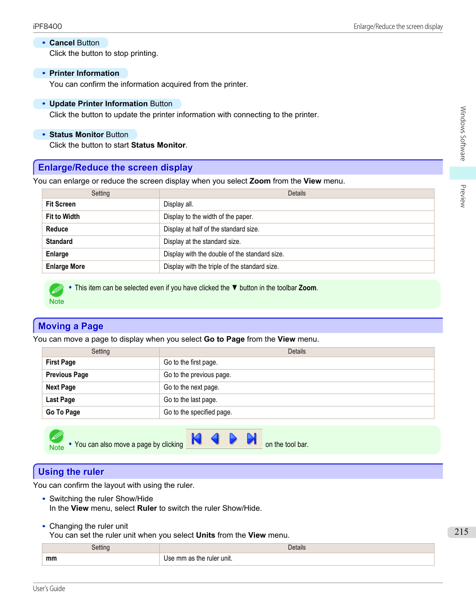 Enlarge/reduce the screen display, Using the ruler | Canon imagePROGRAF iPF8400 User Manual | Page 215 / 1046