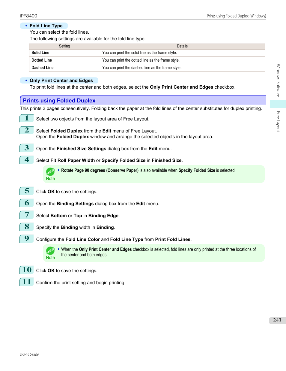 Prints using folded duplex | Canon imagePROGRAF iPF8400 User Manual | Page 243 / 1046