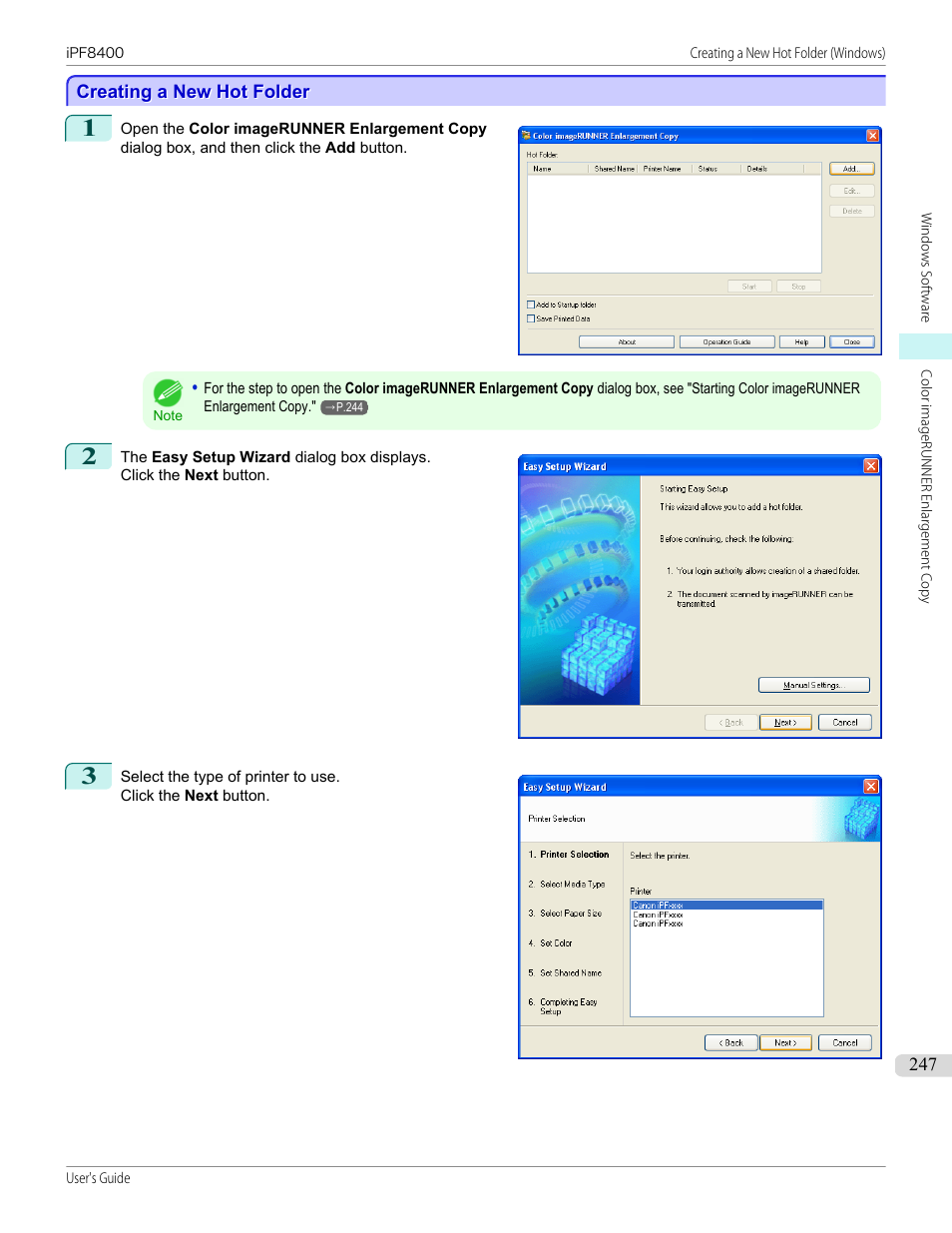 Creating a new hot folder | Canon imagePROGRAF iPF8400 User Manual | Page 247 / 1046