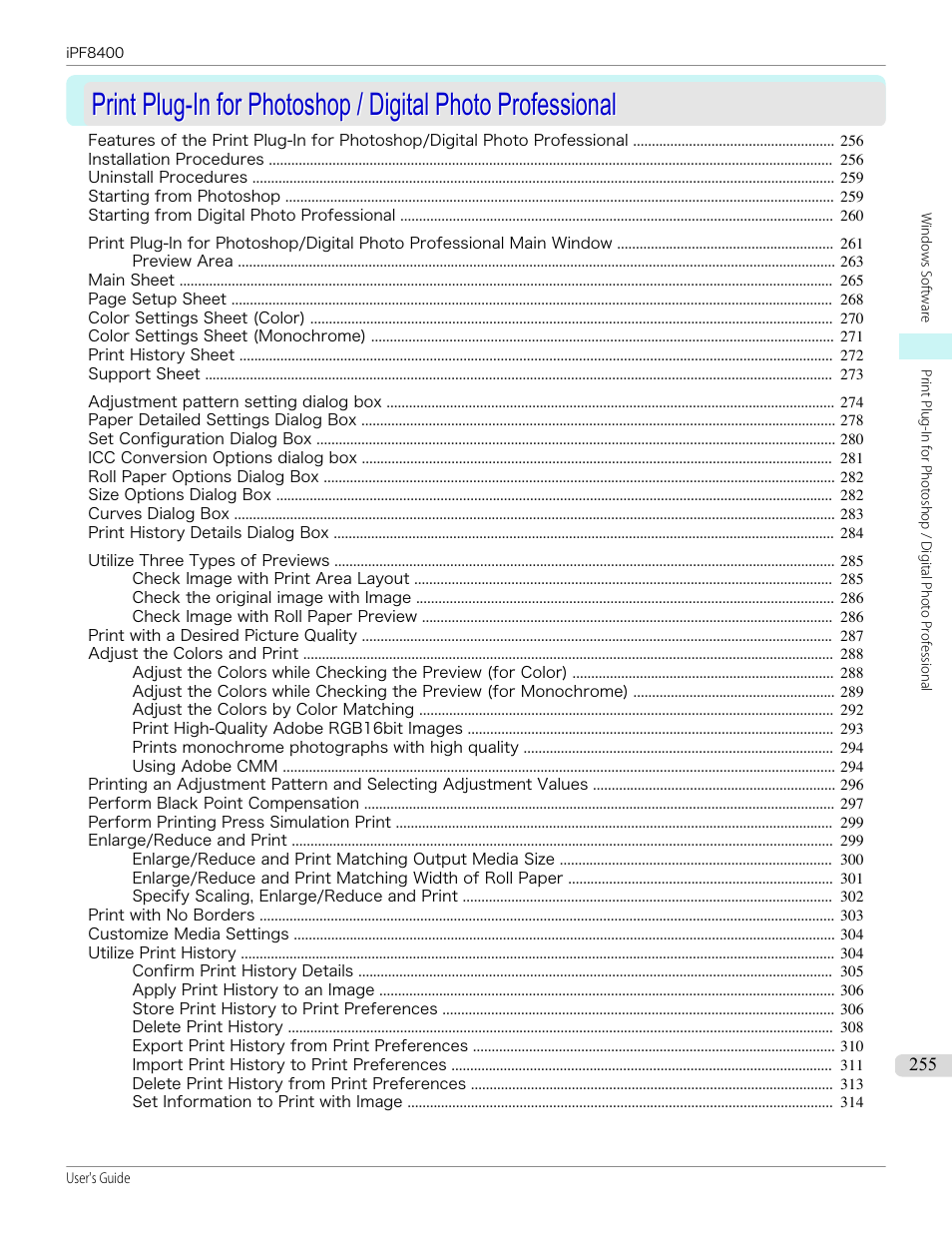 Print plug-in (windows), P.255 | Canon imagePROGRAF iPF8400 User Manual | Page 255 / 1046