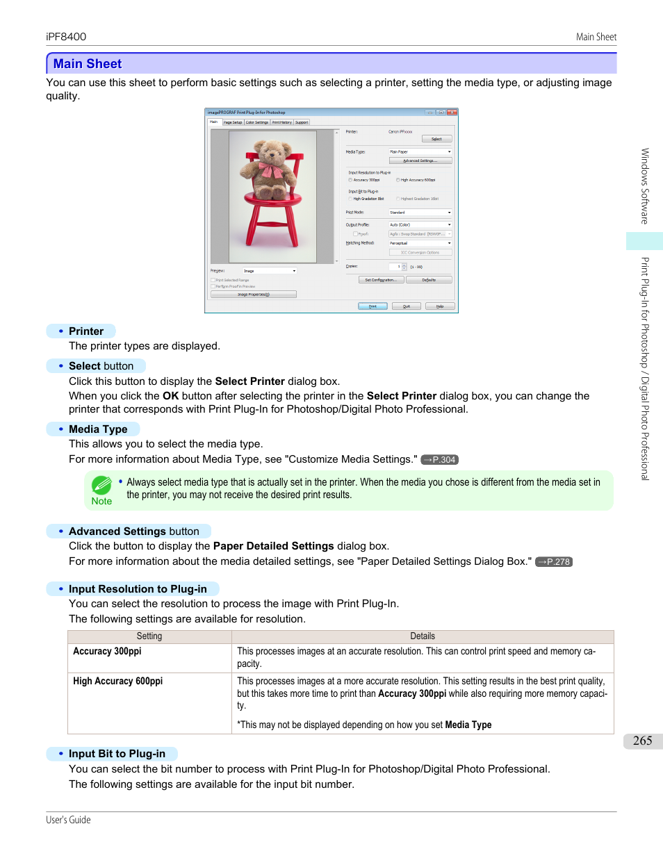 Main sheet, P.265 | Canon imagePROGRAF iPF8400 User Manual | Page 265 / 1046