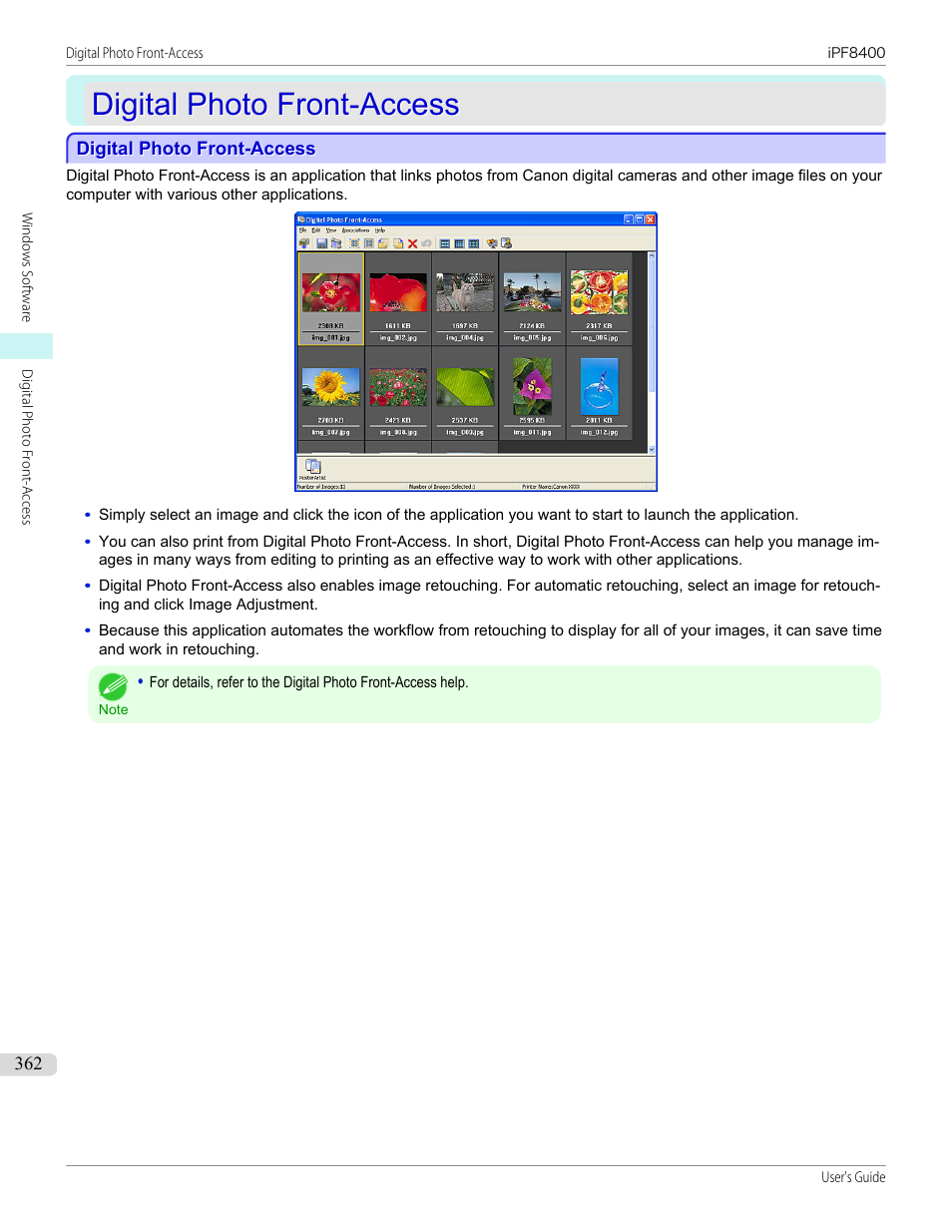 Digital photo front-access | Canon imagePROGRAF iPF8400 User Manual | Page 362 / 1046
