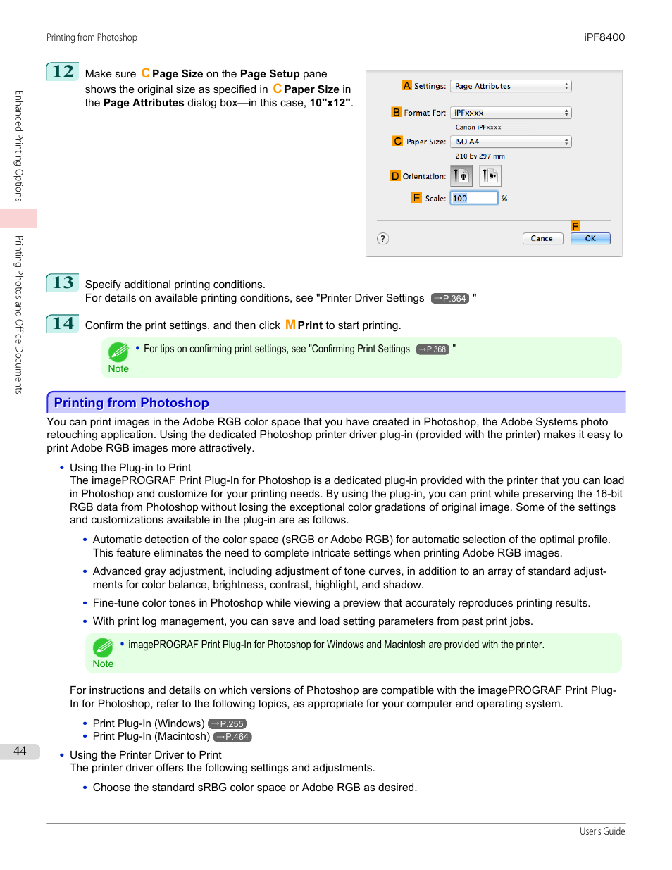 Printing from photoshop | Canon imagePROGRAF iPF8400 User Manual | Page 44 / 1046