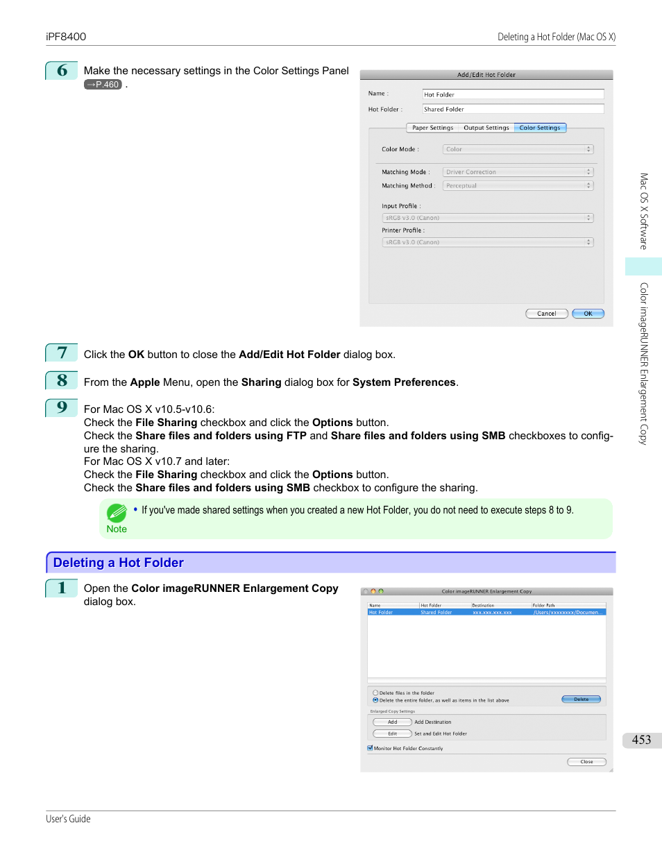 Deleting a hot folder | Canon imagePROGRAF iPF8400 User Manual | Page 453 / 1046