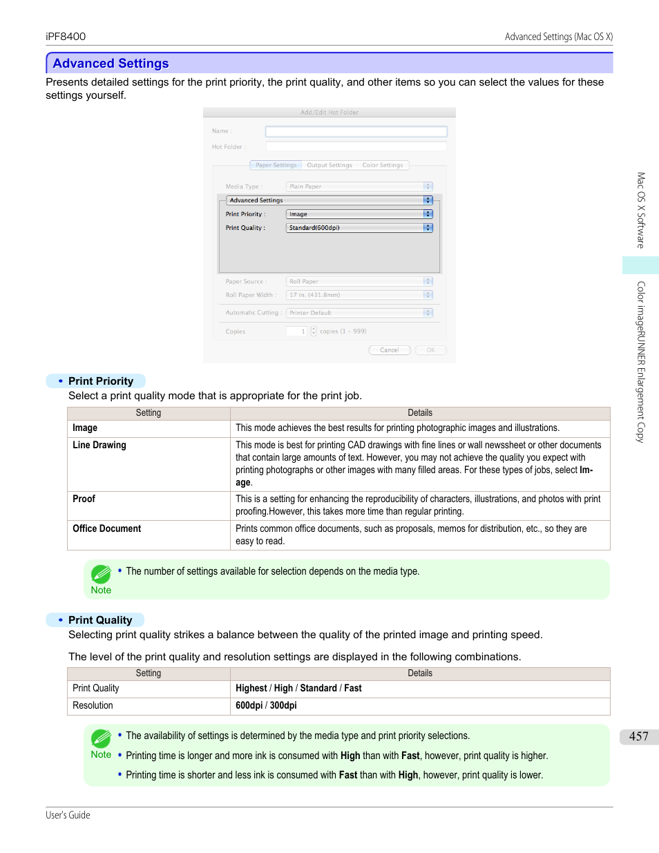 Advanced settings, P.457 | Canon imagePROGRAF iPF8400 User Manual | Page 457 / 1046