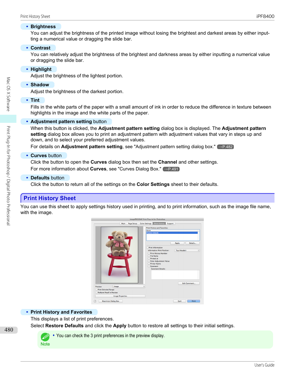 Print history sheet, P.480 | Canon imagePROGRAF iPF8400 User Manual | Page 480 / 1046