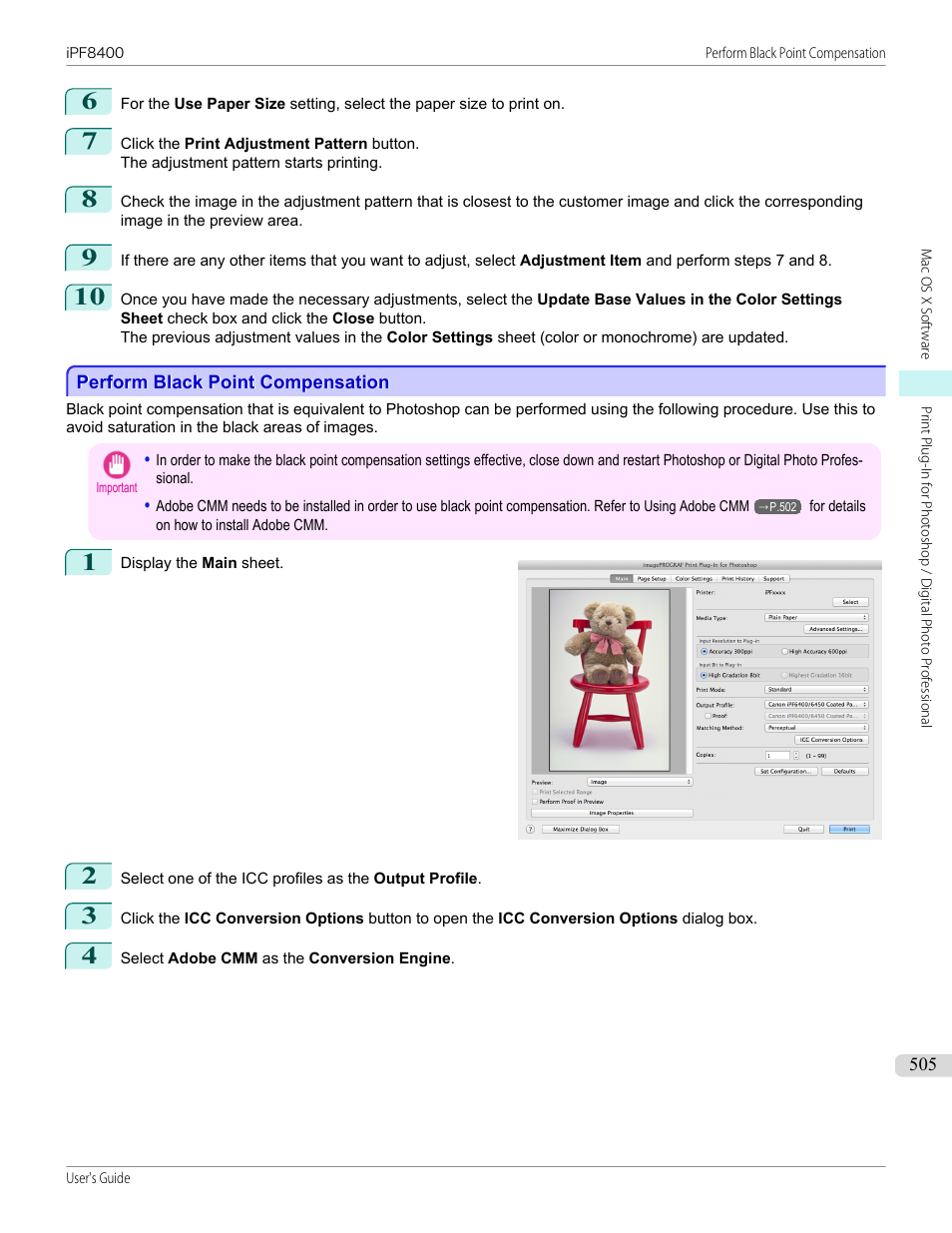 Perform black point compensation | Canon imagePROGRAF iPF8400 User Manual | Page 505 / 1046