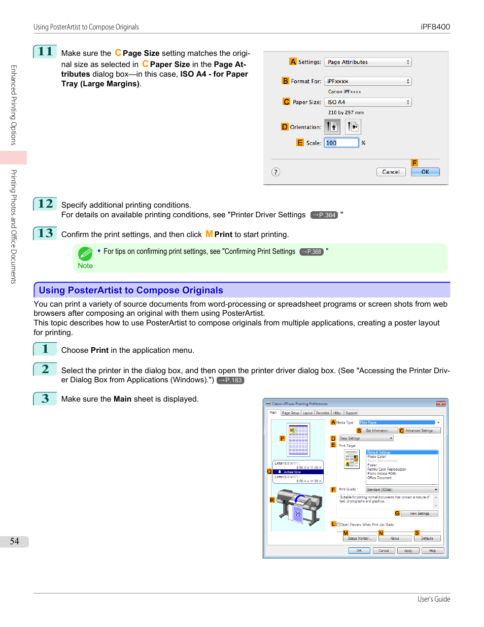 Using posterartist to compose originals | Canon imagePROGRAF iPF8400 User Manual | Page 54 / 1046
