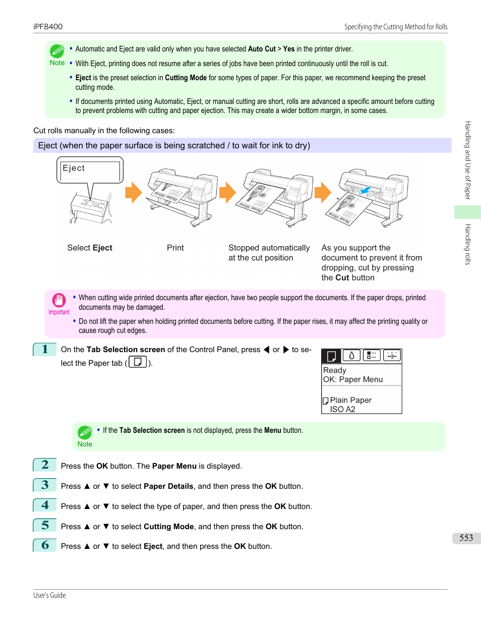 Eject | Canon imagePROGRAF iPF8400 User Manual | Page 553 / 1046