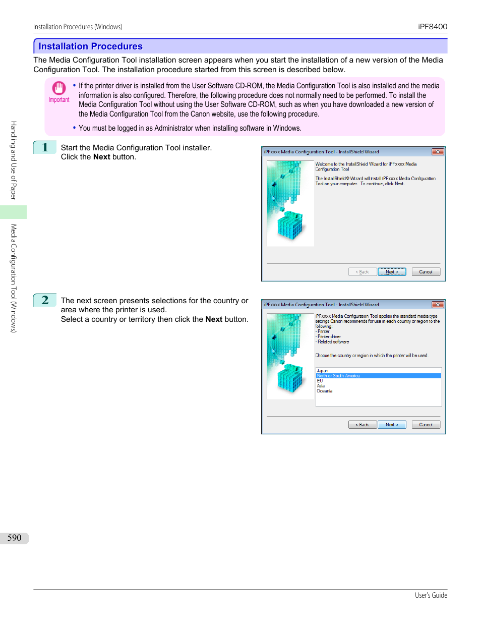 Installation procedures | Canon imagePROGRAF iPF8400 User Manual | Page 590 / 1046