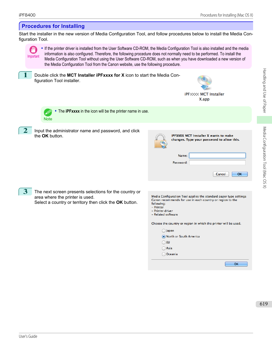 Procedures for installing | Canon imagePROGRAF iPF8400 User Manual | Page 619 / 1046