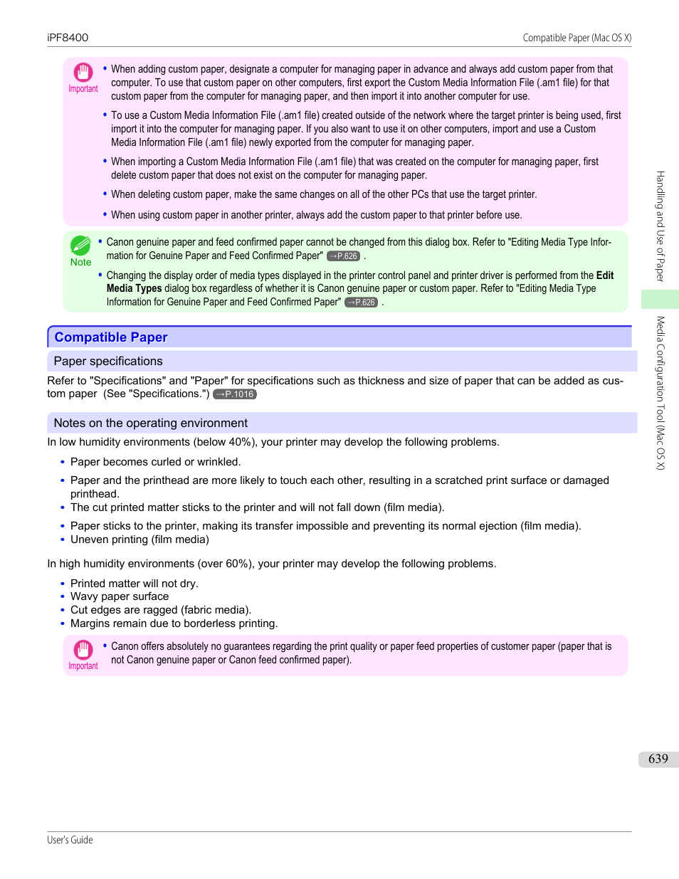 Compatible paper | Canon imagePROGRAF iPF8400 User Manual | Page 639 / 1046