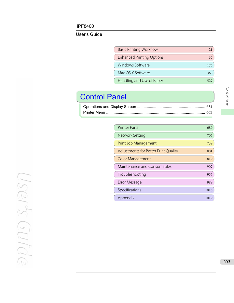 Control panel | Canon imagePROGRAF iPF8400 User Manual | Page 653 / 1046