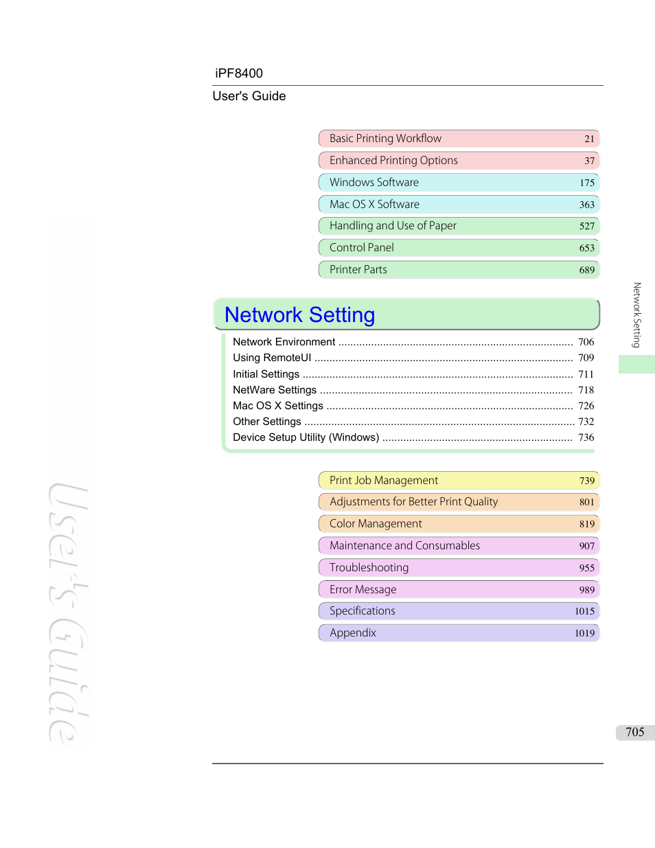 Network setting | Canon imagePROGRAF iPF8400 User Manual | Page 705 / 1046
