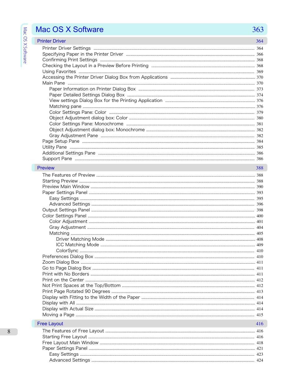 Mac os x software 363 | Canon imagePROGRAF iPF8400 User Manual | Page 8 / 1046