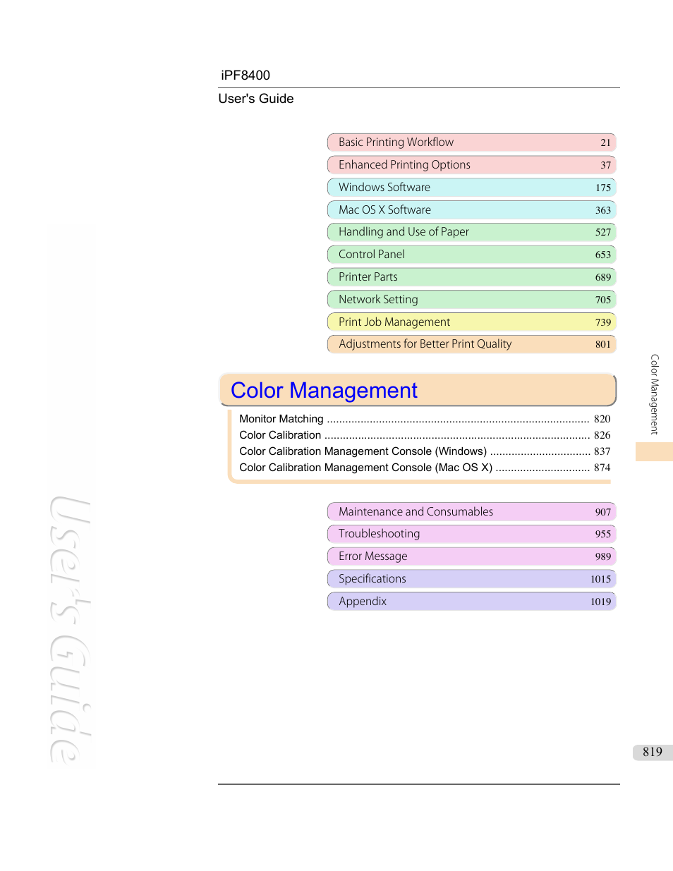 Color management | Canon imagePROGRAF iPF8400 User Manual | Page 819 / 1046
